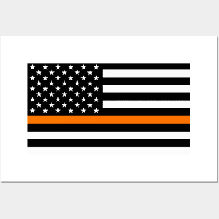 Thin Orange Line American Flag Posters and Art